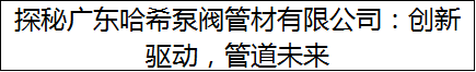 探秘广东哈希泵阀管材有限公司：创新驱动，管道未来